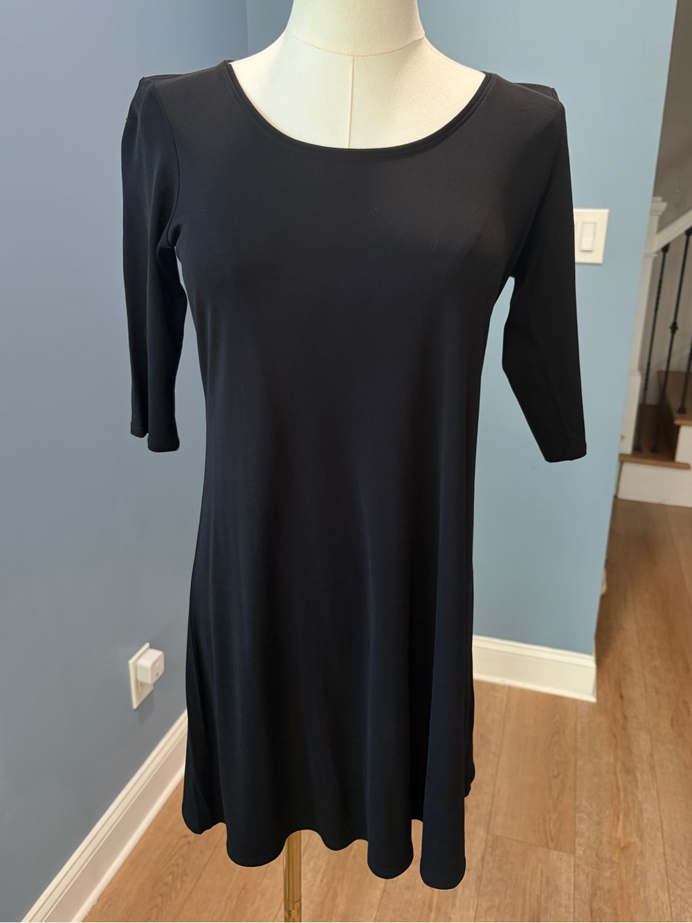 Eileen Fisher Black Scoop Neck Mini Dress